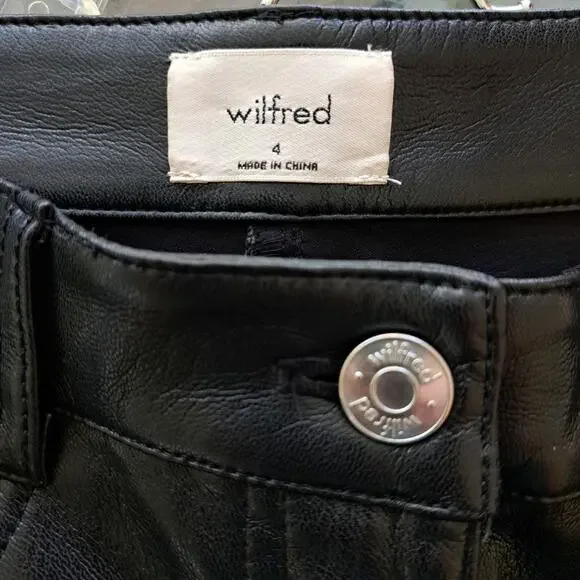 Aritzia Wilfred Melina Black Faux Leather Pant Size 4 High Rise Straight Leg - Picture 5 of 10
